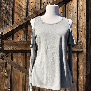 NWT Michael Kors ribbed Gray Cutout Shoulder Top